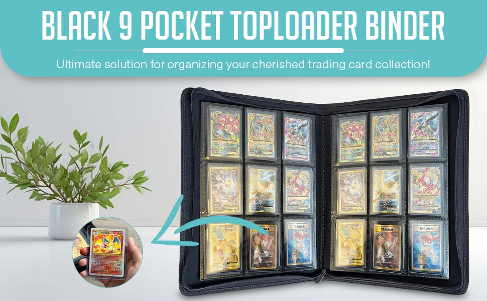 Top Loader Binder for 288 Trading Cards in 3 x 4 Inch Toploaders, Featuring Side-Loading Sleeves