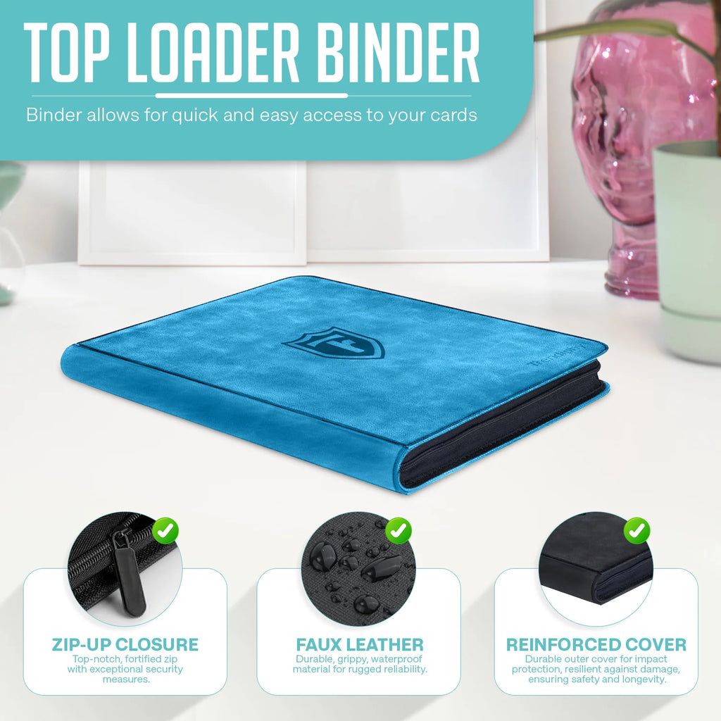 Top Loader Binder for 288 Trading Cards in 3 x 4 Inch Toploaders, Featuring Side-Loading Sleeves