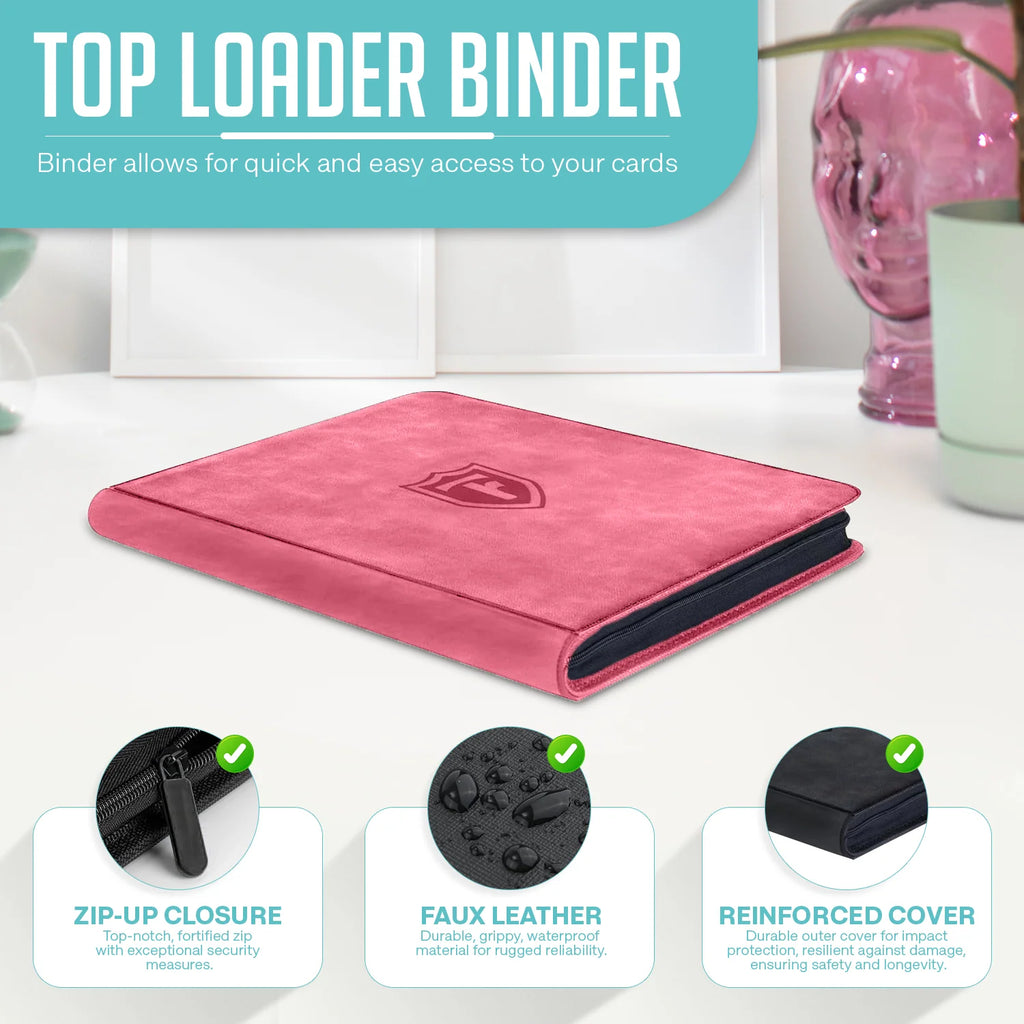 Top Loader Binder for 288 Trading Cards in 3 x 4 Inch Toploaders, Featuring Side-Loading Sleeves