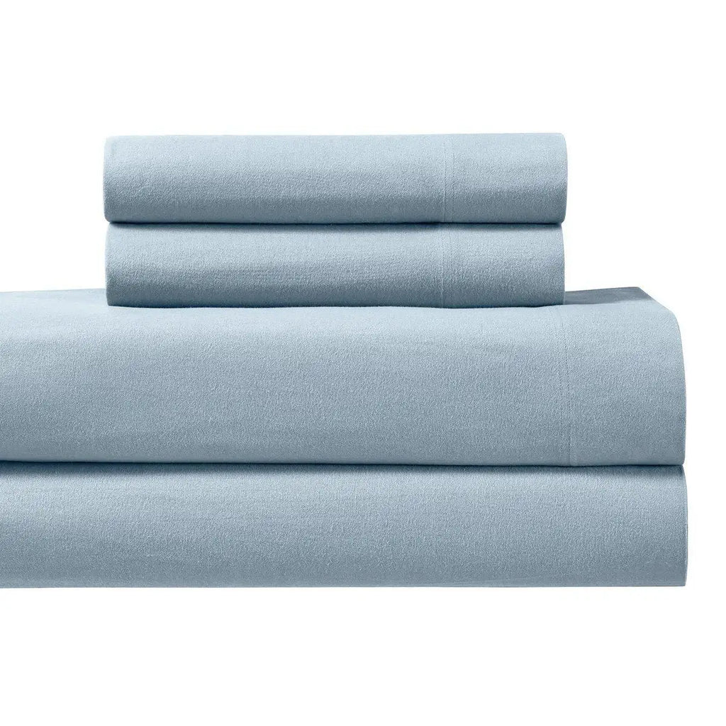 Top Split King Flannel Sheet Set in Heavyweight Brushed Cotton, Blue