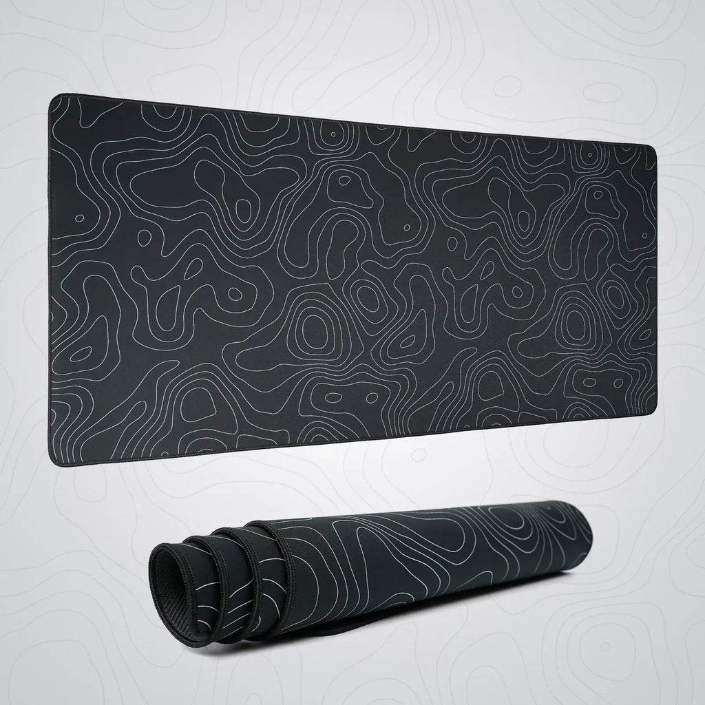 Topographic Desk Mat with Anti-Slip Rubber Base, Waterproof Surface and Smooth Mouse Control Cloth, 400 x 900 mm