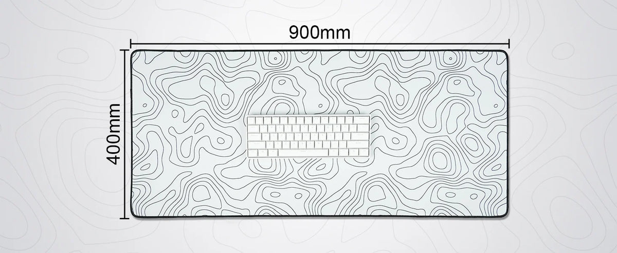 Topographic Desk Mat with Anti-Slip Rubber Base, Waterproof Surface and Smooth Mouse Control Cloth, 400 x 900 mm