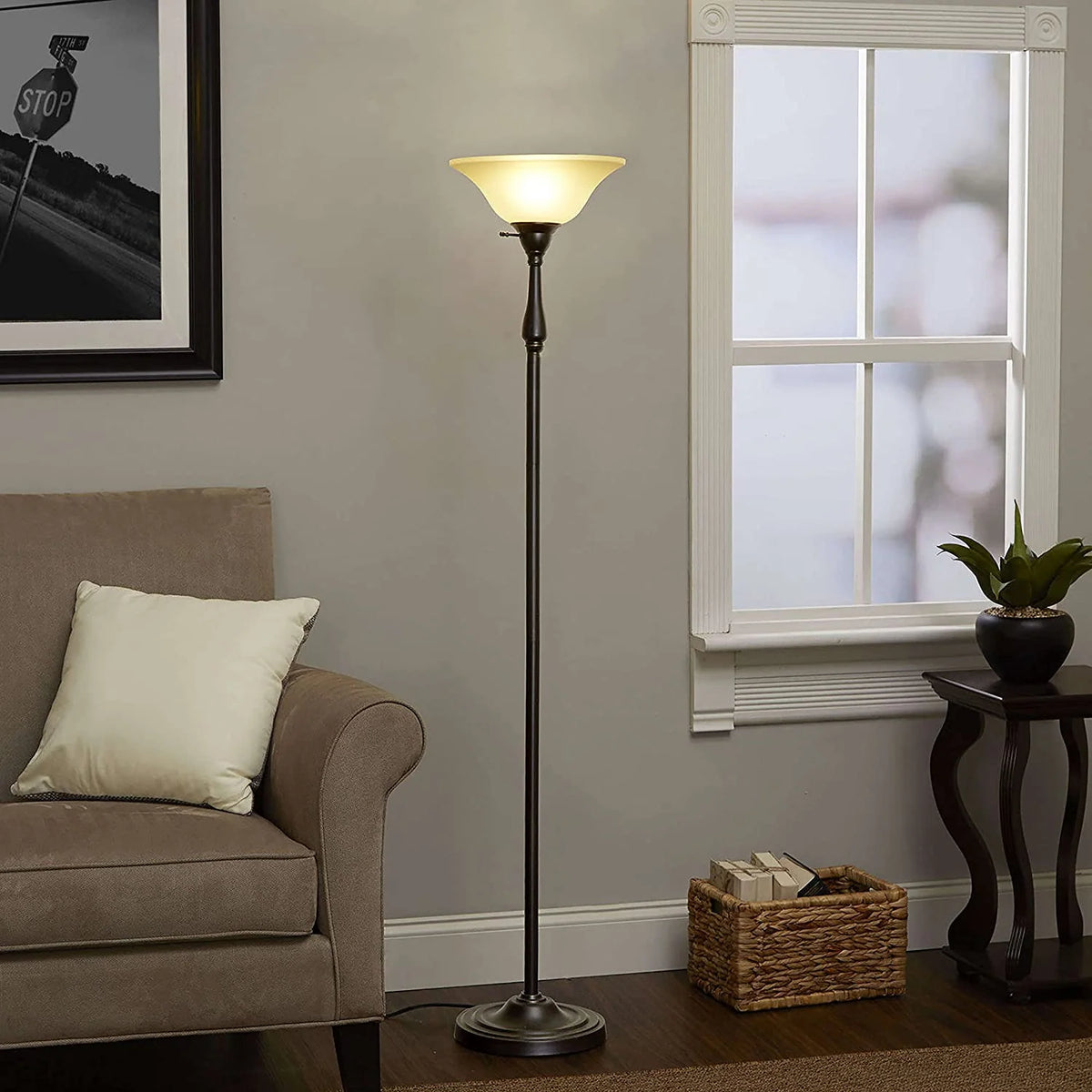 Torchiere Floor Lamp Shade in Glass