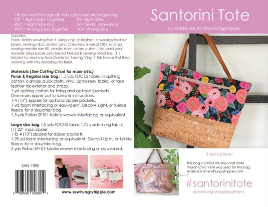 Tote Bag PDF Sewing Pattern in Three Sizes