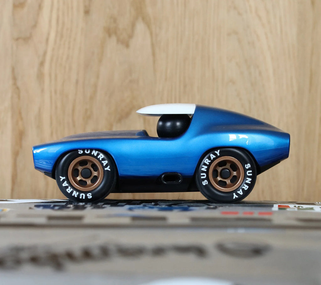 Toy Car with Minimalist Muscle-Car Styling, Lowered Profile and Broad Tires for Imaginative Play or Display