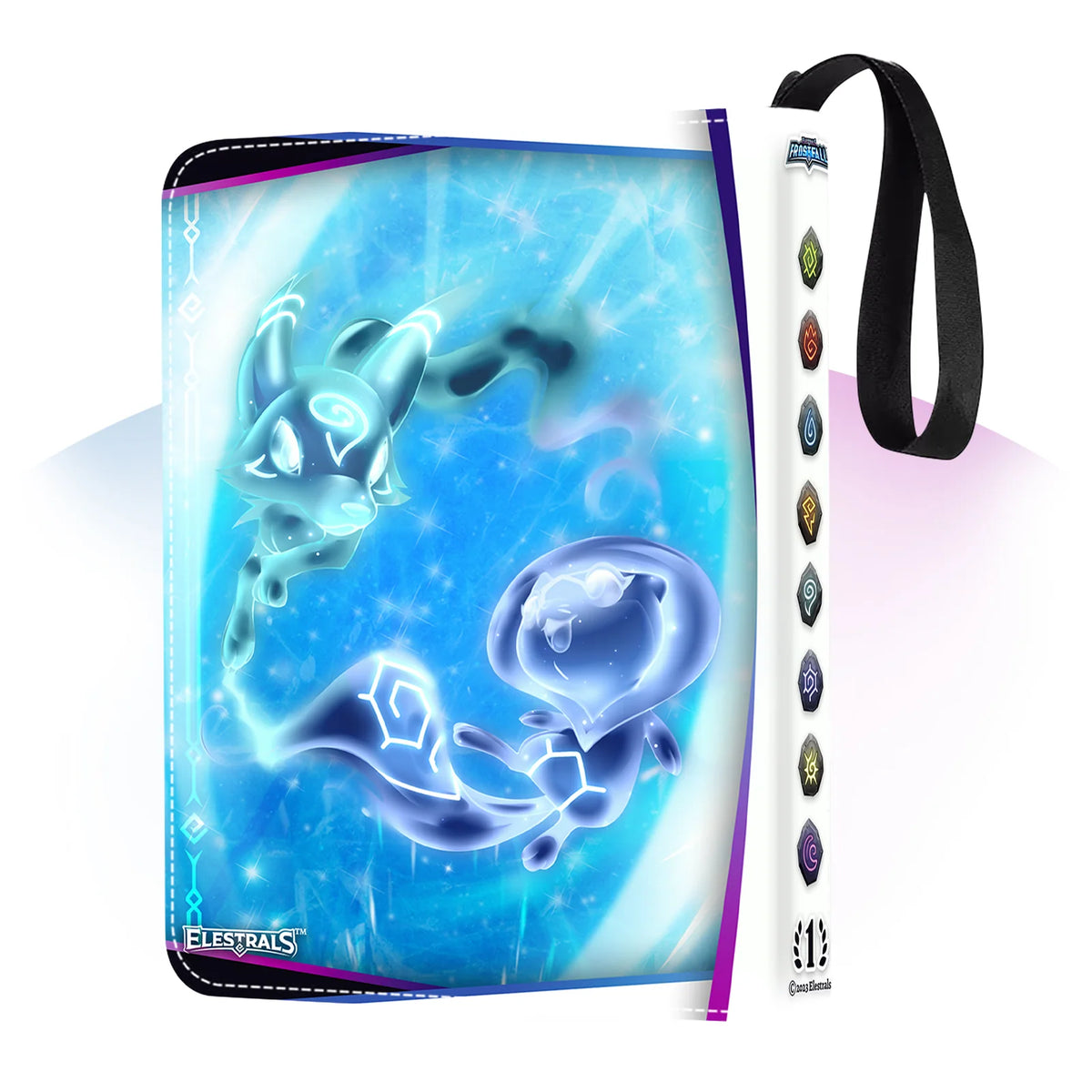 Trading Card Binder with 26 Side-Loading Pages and Zippered Closure, Frostfall First Edition Vinyl Design