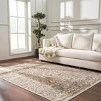 Traditional Area Rug in a Multicolor Palette, Machine Woven