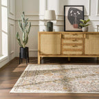Traditional Area Rug in a Multicolor Palette, Machine Woven