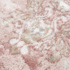 Traditional Area Rug in Pale Pink and Cream, Machine-Woven
