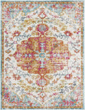Traditional Medallion Rug in Multicolor Polypropylene, Machine