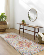 Traditional Medallion Rug in Multicolor Polypropylene, Machine