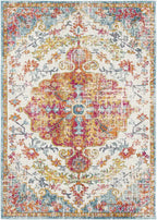 Traditional Medallion Rug in Multicolor Polypropylene, Machine