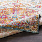 Traditional Medallion Rug in Multicolor Polypropylene, Machine