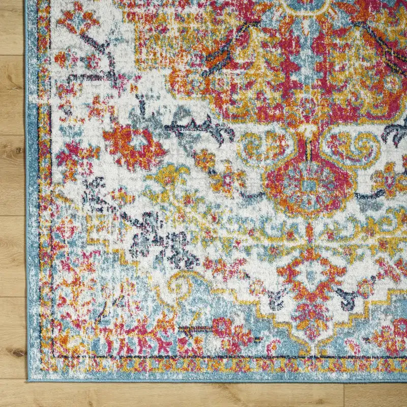 Traditional Medallion Rug in Multicolor Polypropylene, Machine