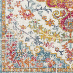 Traditional Medallion Rug in Multicolor Polypropylene, Machine