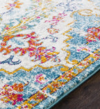 Traditional Medallion Rug in Multicolor Polypropylene, Machine