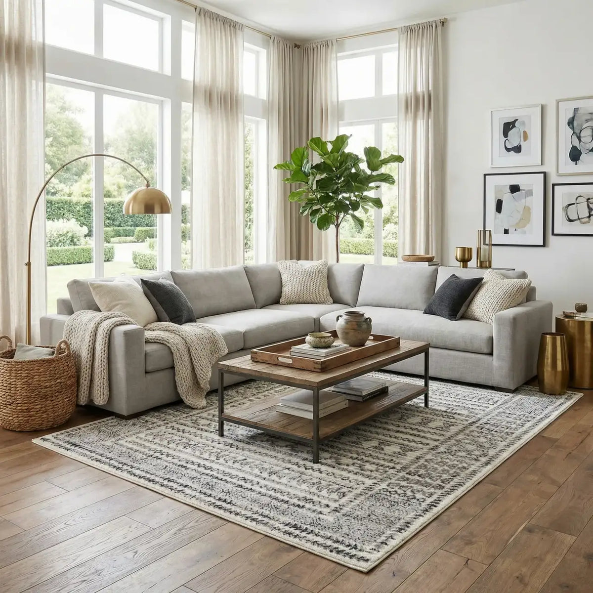 Transitional Bohemian Area Rug in Machine-Woven Polypropylene