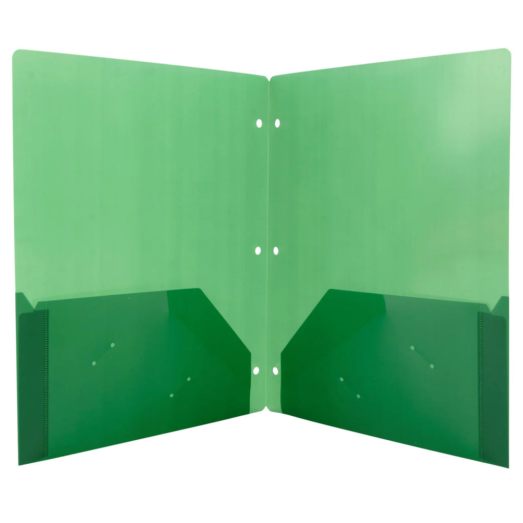 Translucent Two-Pocket Poly Folders in Cases of 100
