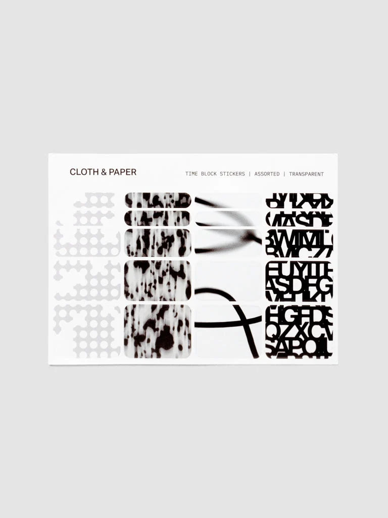 Transparent Time Block Sticker Set for Planner Scheduling with Rounded Box — Punched Holes/Blurred Ink/Blurred Line/Precision