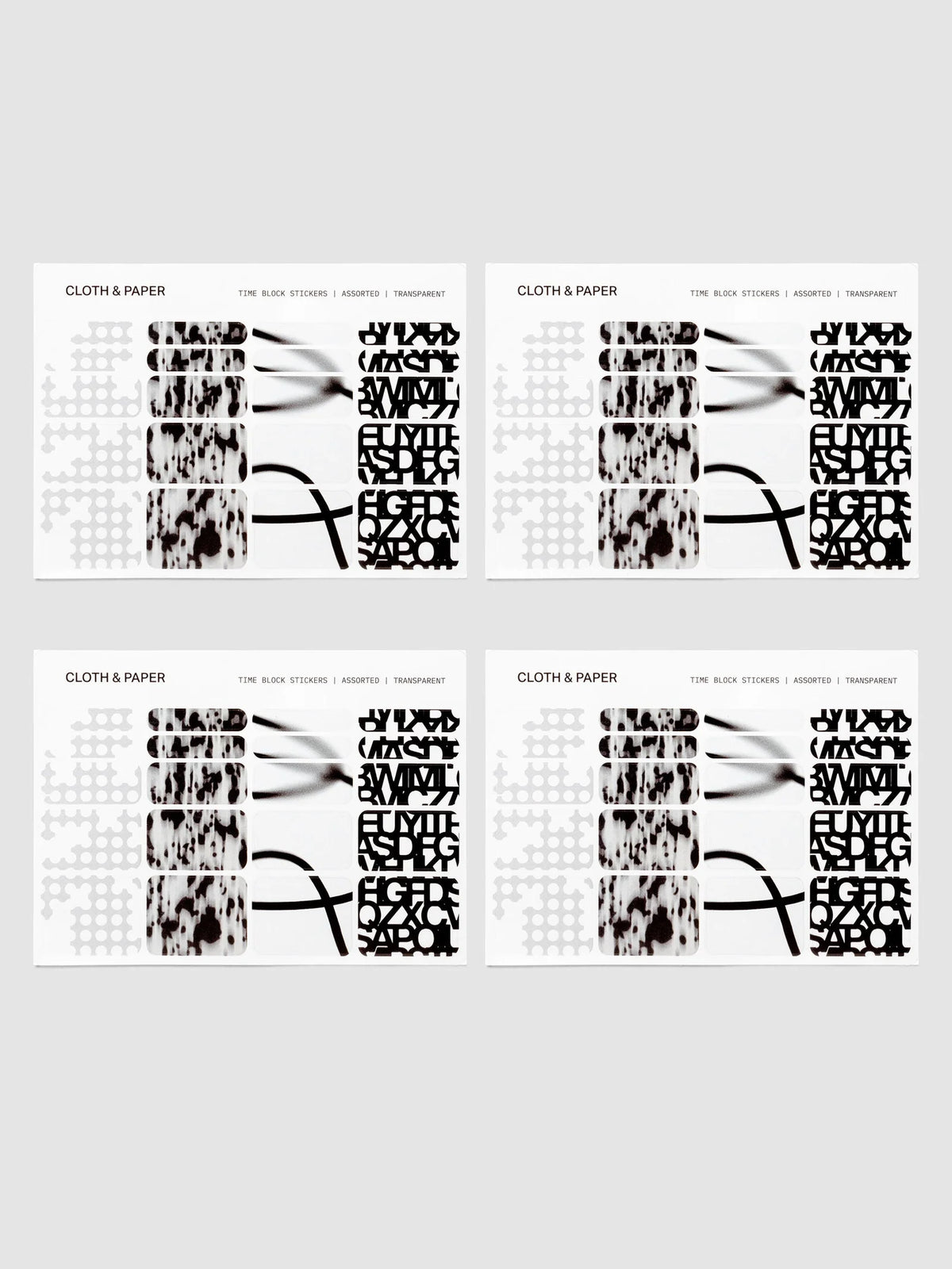 Transparent Time Block Sticker Set for Planner Scheduling with Rounded Boxes in Ten Colorway