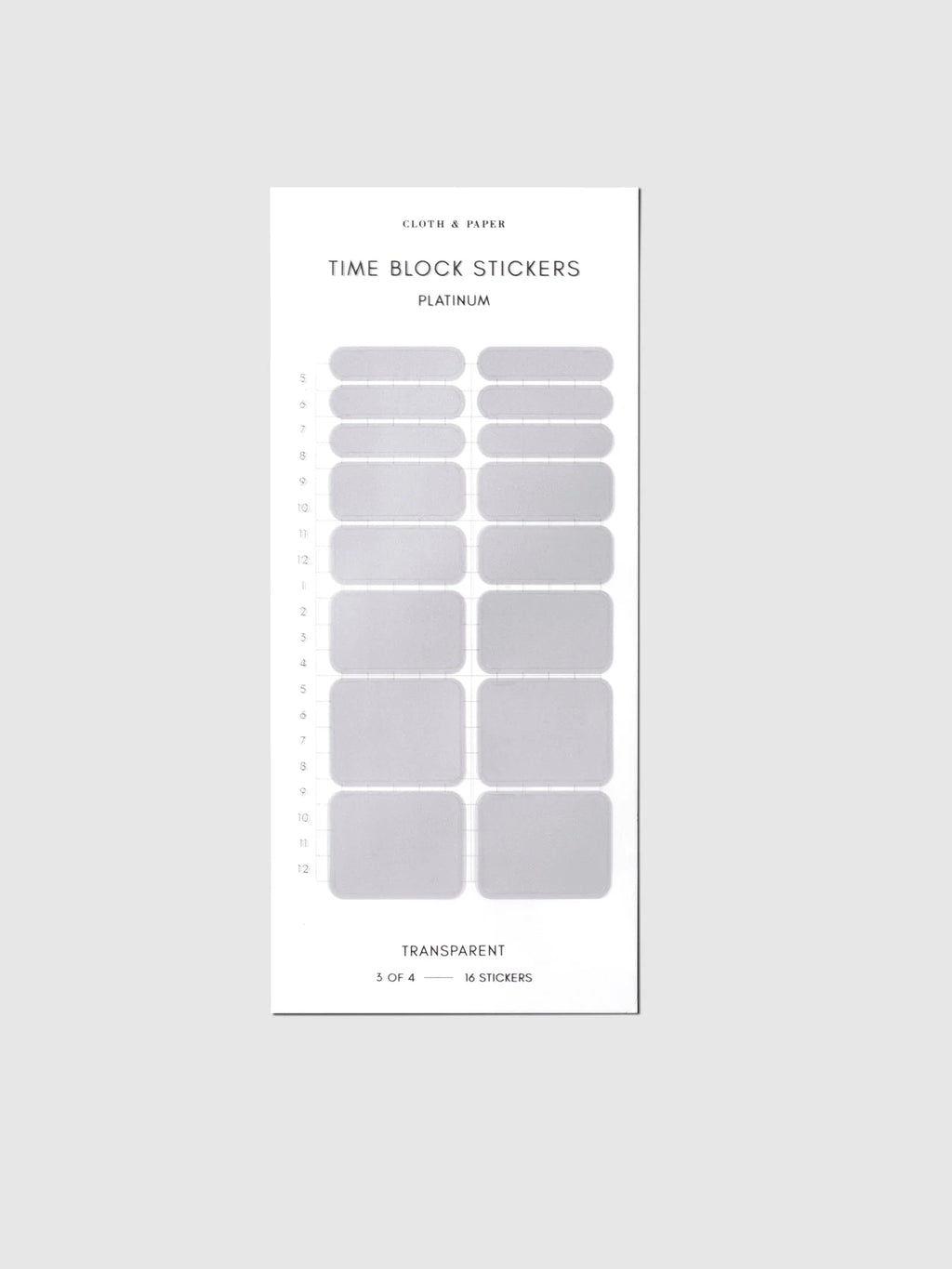 Transparent Time Block Sticker Set for Planner Scheduling with Rounded Boxes in Ten Colorway