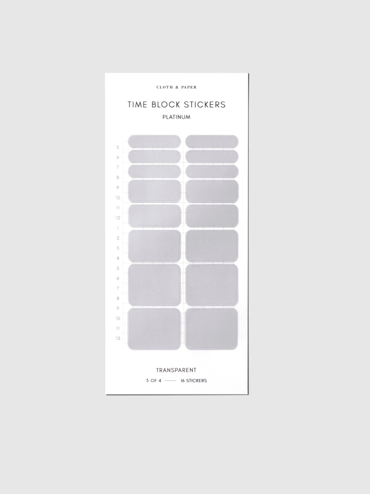 Transparent Time Block Sticker Set for Planner Scheduling with Rounded Boxes in Ten Colorway