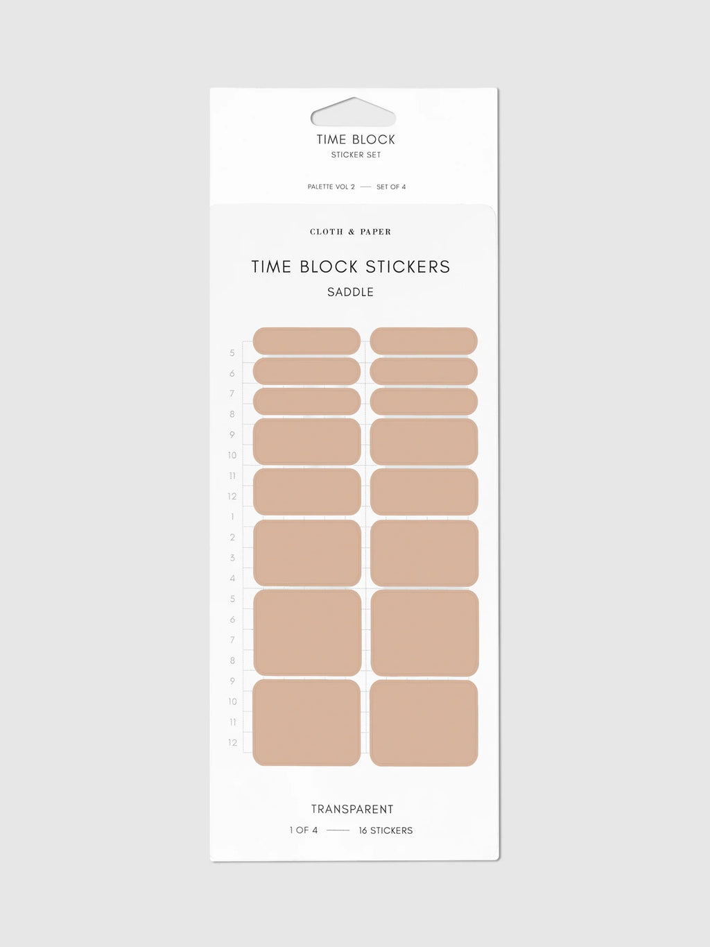 Transparent Time Block Sticker Set for Planner Scheduling with Rounded Boxes in Ten Colorway