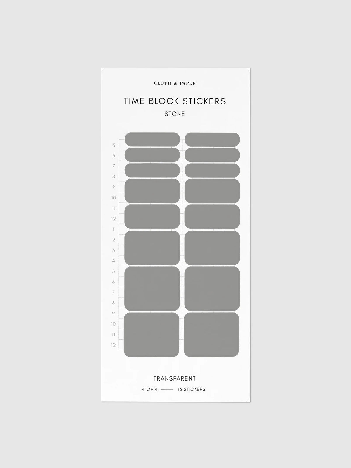 Transparent Time Block Sticker Set for Planner Scheduling with Rounded Boxes in Ten Colorway
