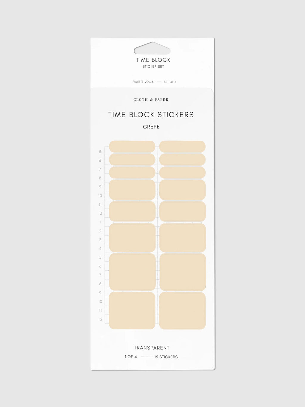 Transparent Time Block Sticker Set for Planner Scheduling with Rounded Boxes in Ten Colorway