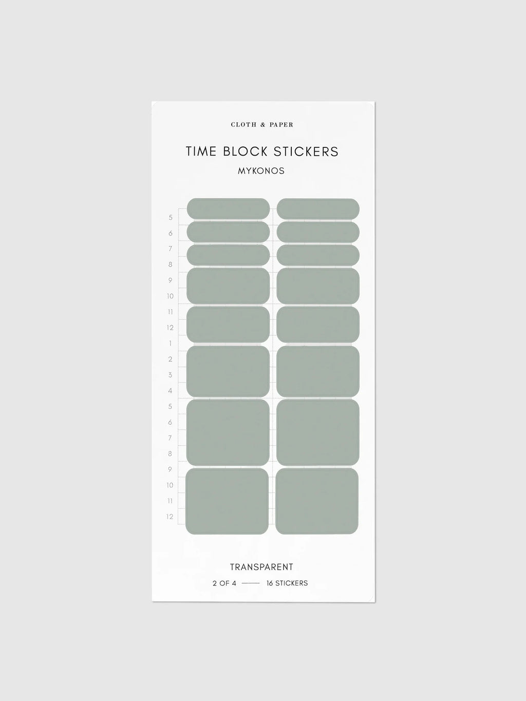 Transparent Time Block Sticker Set for Planner Scheduling with Rounded Boxes in Ten Colorway