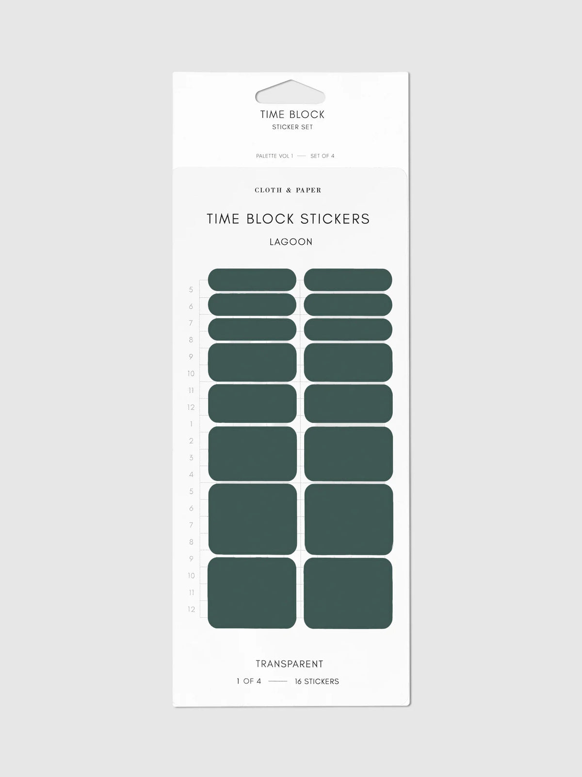 Transparent Time Block Sticker Set for Planner Scheduling with Rounded Boxes in Ten Colorway