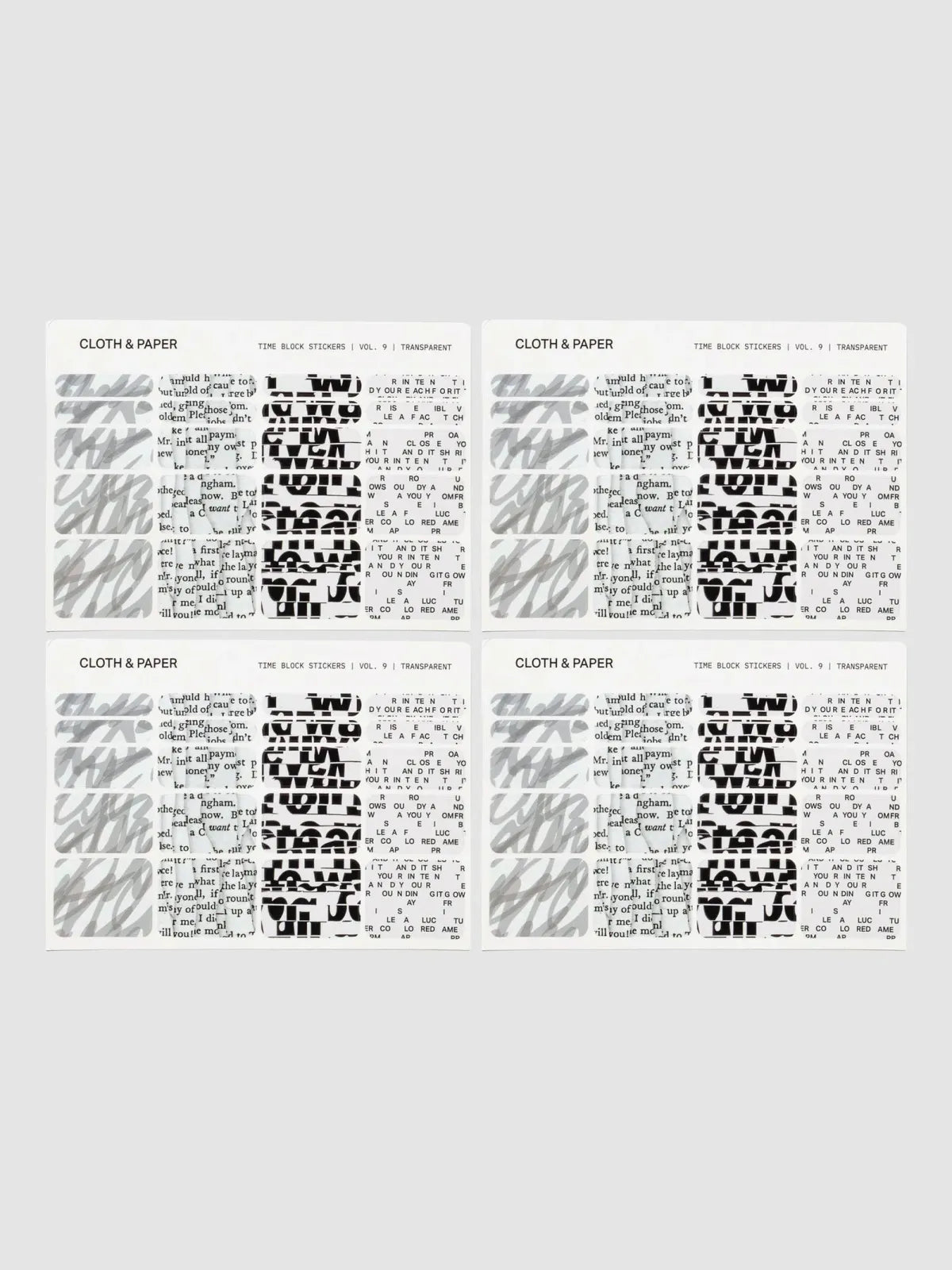 Transparent Time Block Sticker Set for Planner Scheduling with Rounded Boxes in Ten Colorway