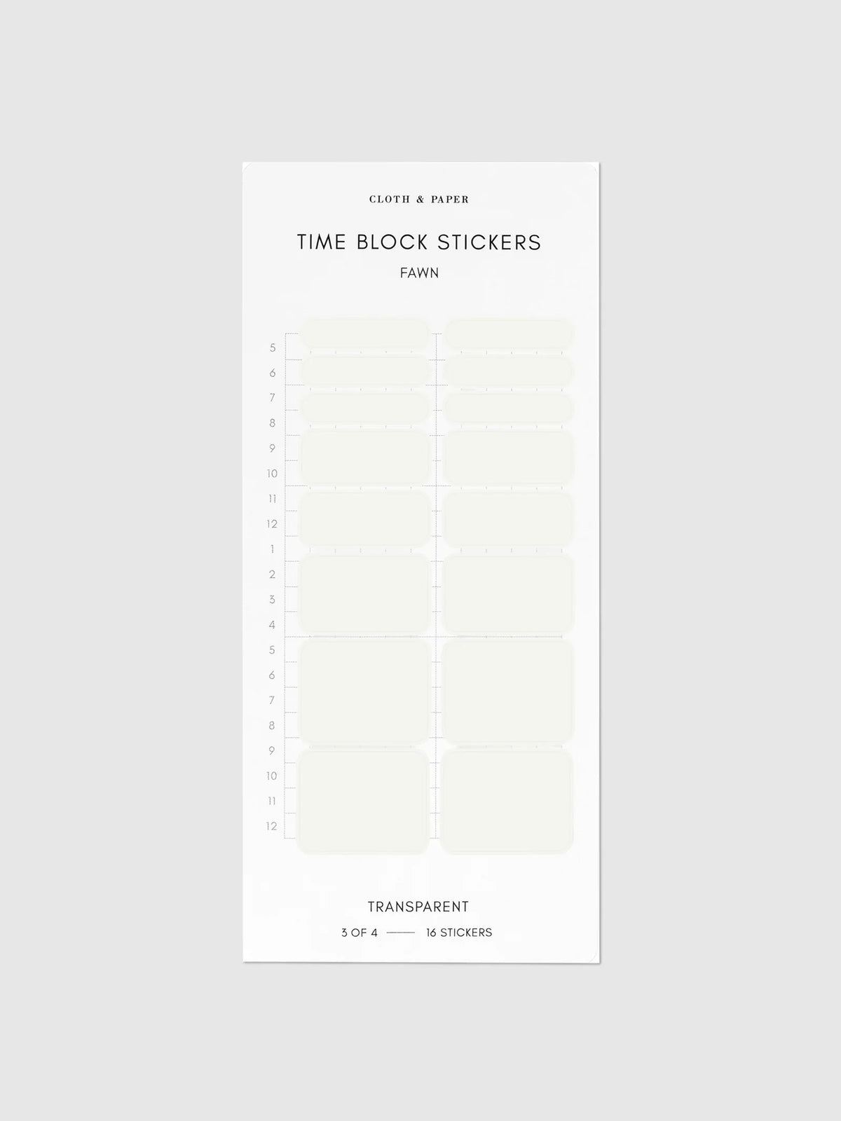 Transparent Time Block Sticker Set for Planner Scheduling with Rounded Boxes in Ten Colorway