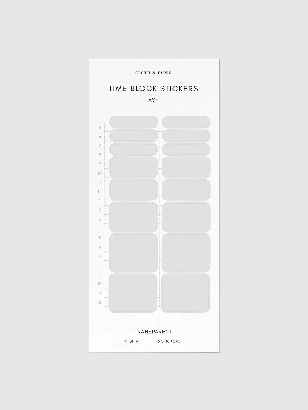 Transparent Time Block Sticker Set for Planner Scheduling with Rounded Boxes in Ten Colorway