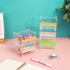 Transparent Washi Tape Cutter Organizer for 4–10 Rolls, Stackable Desk Storage for Journaling and Scrapbooking