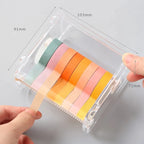 Transparent Washi Tape Cutter Organizer for 4–10 Rolls, Stackable Desk Storage for Journaling and Scrapbooking
