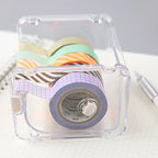 Transparent Washi Tape Cutter Organizer for 4–10 Rolls, Stackable Desk Storage for Journaling and Scrapbooking