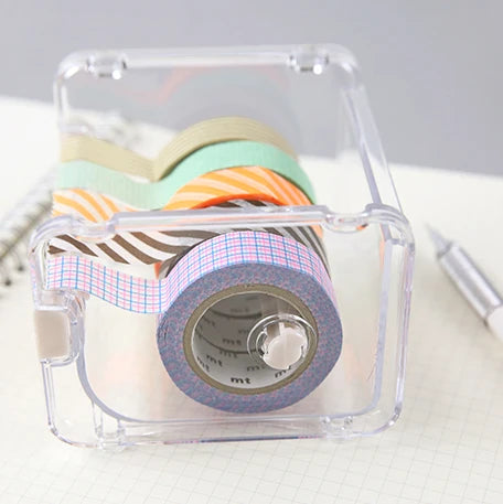 Transparent Washi Tape Cutter Organizer for 4–10 Rolls, Stackable Desk Storage for Journaling and Scrapbooking