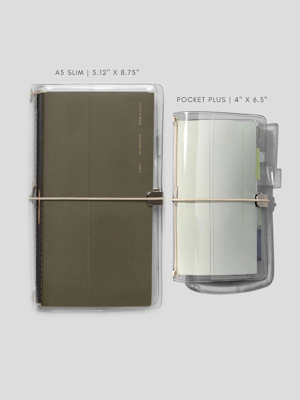 Travel Notebook Bundle with Three 64-Page Notebooks and a Clear Vinyl Cover for Planning and Journaling
