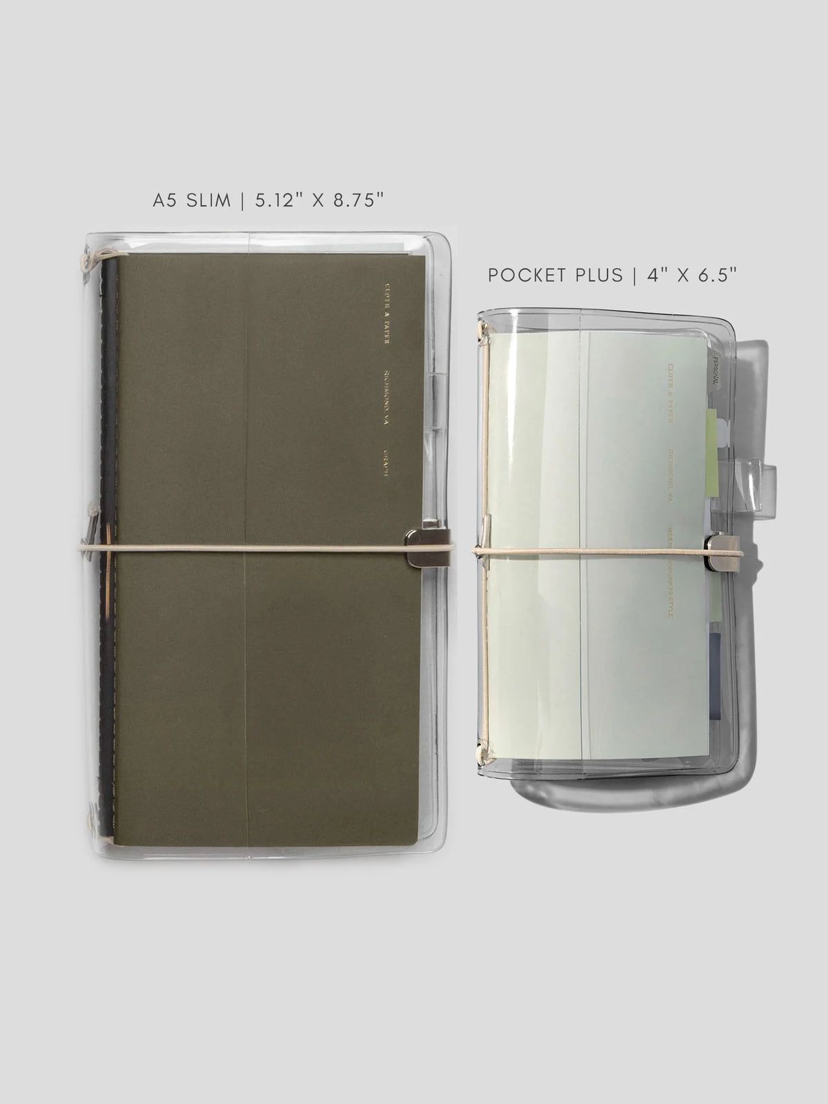 Travel Notebook Bundle with Three 64-Page Notebooks and a Clear Vinyl Cover for Planning and Journaling