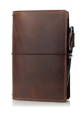 Traveler's Notebook in Brown Full Grain Leather with Cascade Pocket Design for Everyday Writing