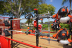 Trimmer Rack for Open and Enclosed Trailers with Adjustable Motor Support and Included Keyed Lock