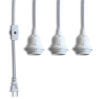 Triple Socket Pendant Lamp Cord in White, 19 Feet Long