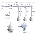 Triple Socket Pendant Lamp Cord in White, 19 Feet Long