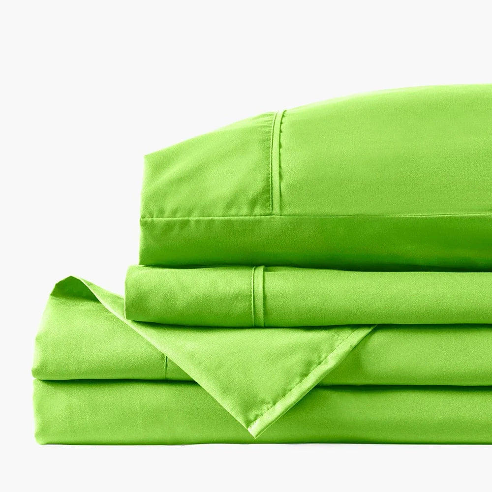 Tropical Lime Sheet Set with Breathable Bedding and European Envelope Pillowcase Closures · Tropical lime color theme