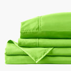 Tropical Lime Sheet Set with Breathable Bedding and European Envelope Pillowcase Closures · Tropical lime color theme