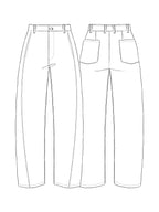 Trouser Sewing Pattern in PDF Format for a High Waist and Sculptural Leg Shape, Including Both Size Ranges