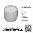 Tulip Gift Box Silicone Mold for Vessel or Lid Casting in Transparent Platinum Cure Silicone