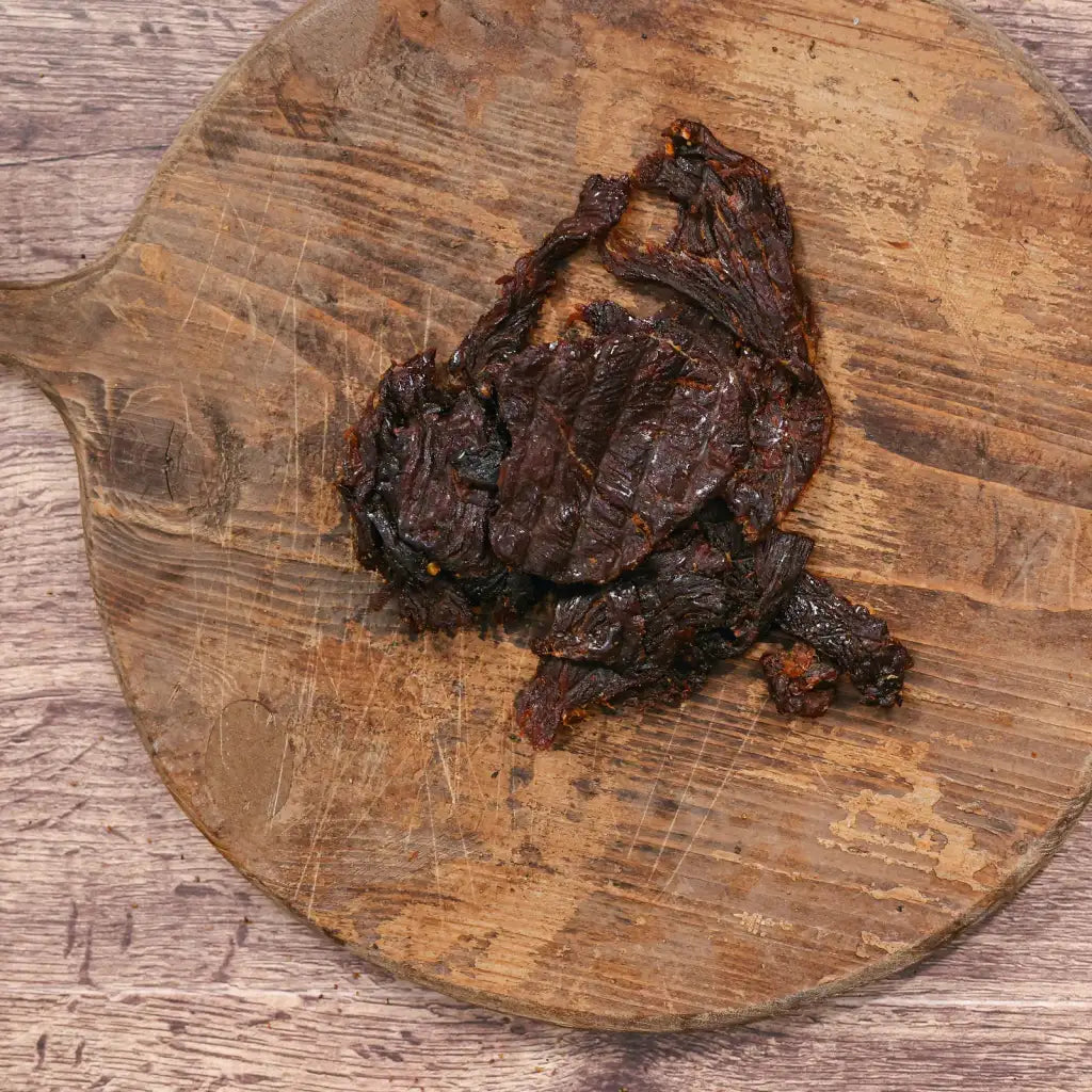 Turkey Jerky with Spicy Habanero Flavor, Vacuum-Sealed Freshness and Two Serving-Size · Spicy habanero turkey flavor
