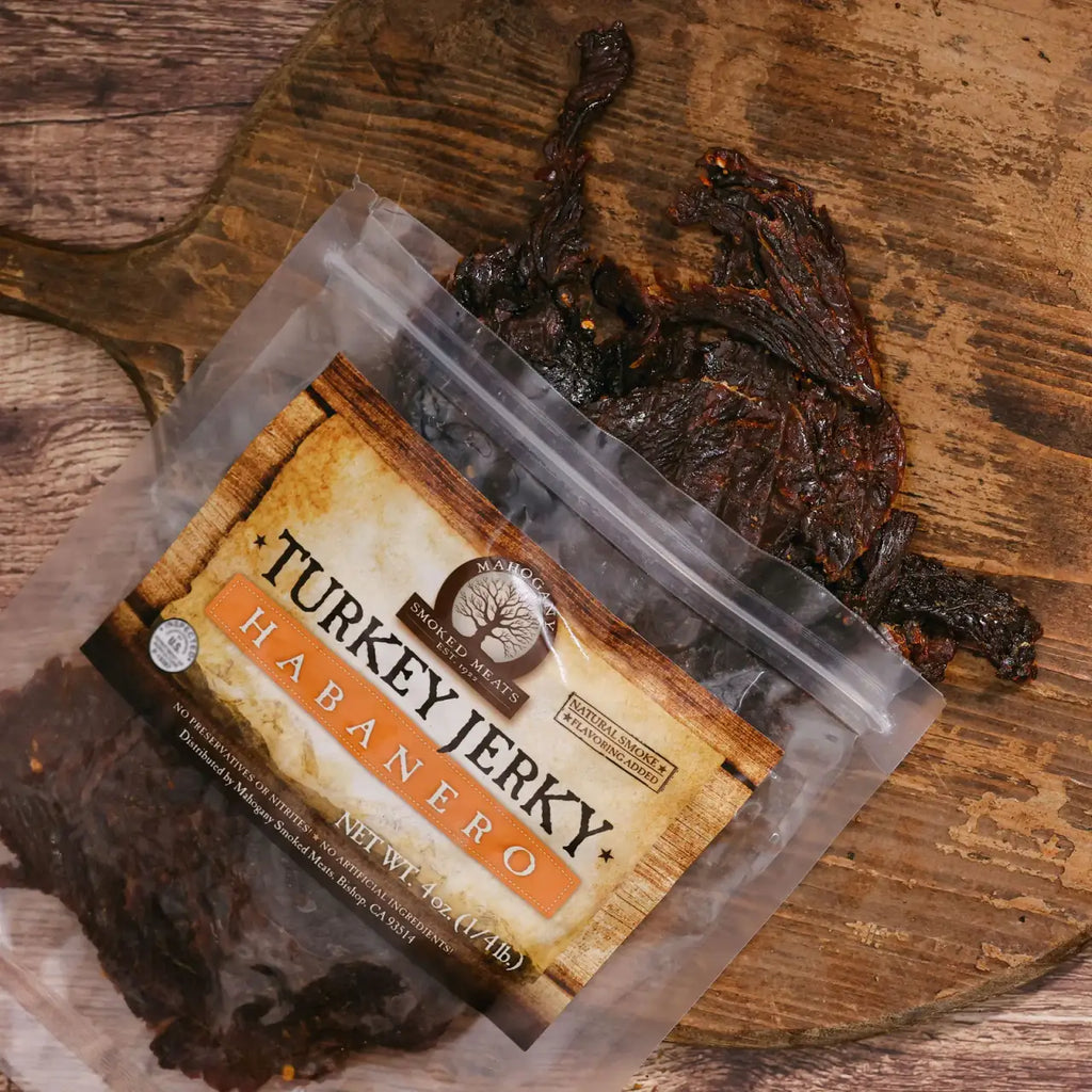 Turkey Jerky with Spicy Habanero Flavor, Vacuum-Sealed Freshness and Two Serving-Size · Spicy habanero turkey flavor